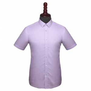 经典浪漫紫色波浪纹短袖衬衫 