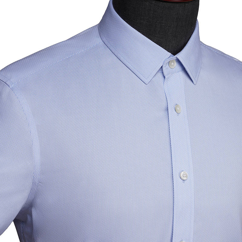 经典蓝色破浪纹男士短袖衬衫(图2)
