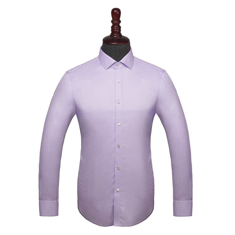 紫色细条纹长袖衬衫定制(图1)